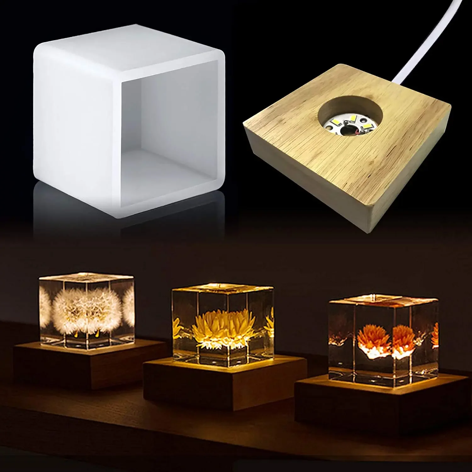Woodworking Resin - Vierkante lichte harsvorm, led-siliconenvormen voor hars,