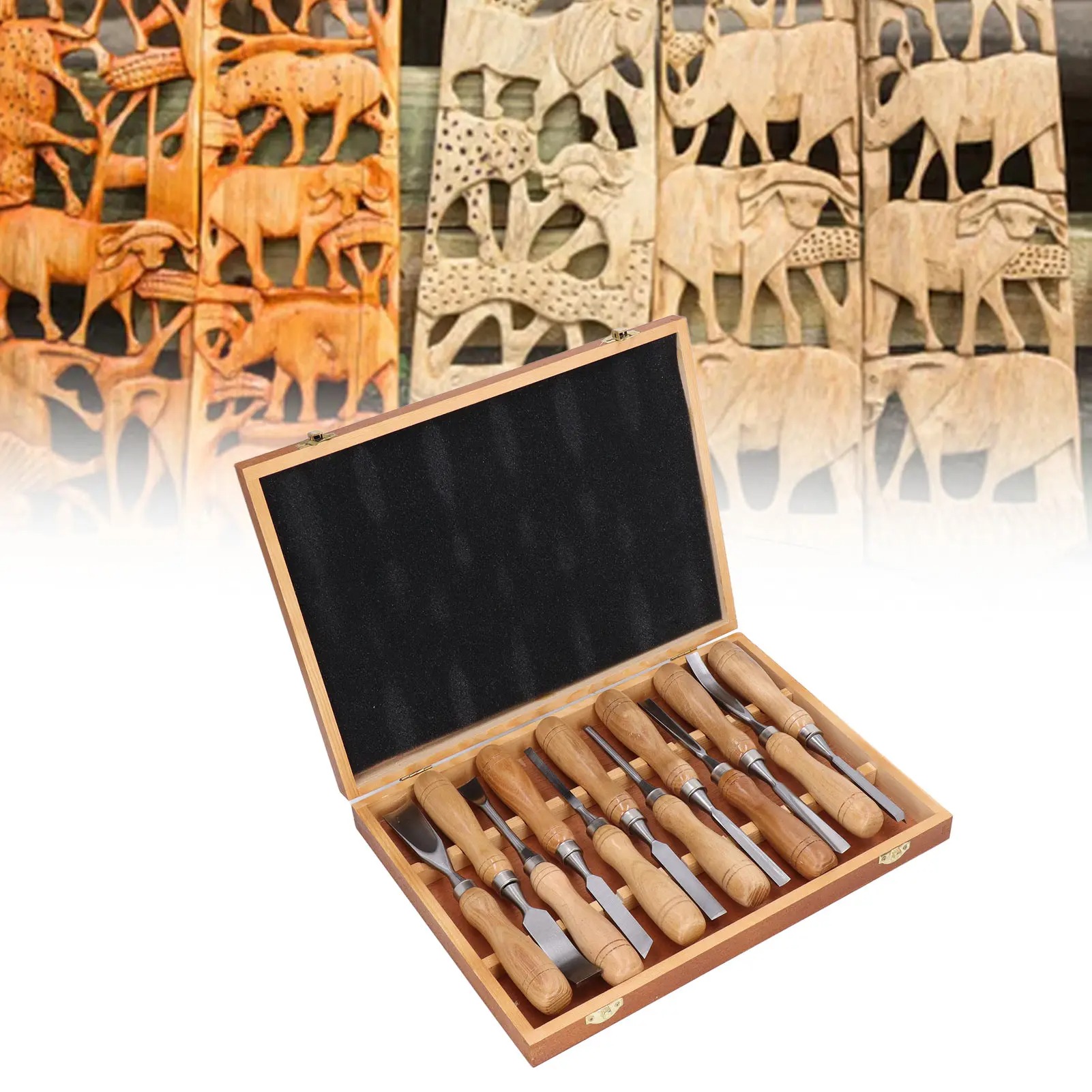 Wood Chisel Set - 12 stks/set Houtsnijwerk Gereedschap, CRV Blade