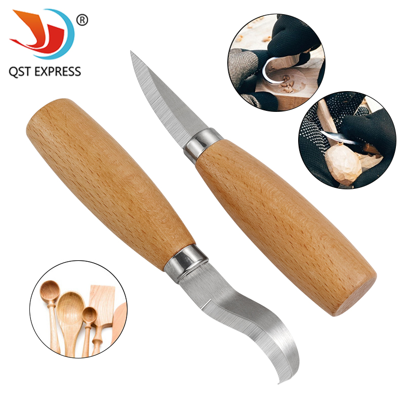 Wood Chisel Set - Roestvrij ijzeren vleesmes Beukenhouten handvat Gebogen