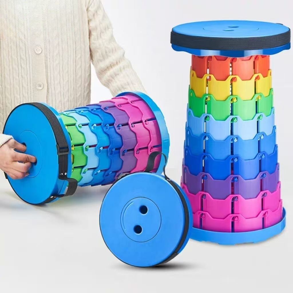 Woodworking Outdoor Furniture - Regenboog Telescopische Campingkruk Draagbaar Verdikt Opklapbaar