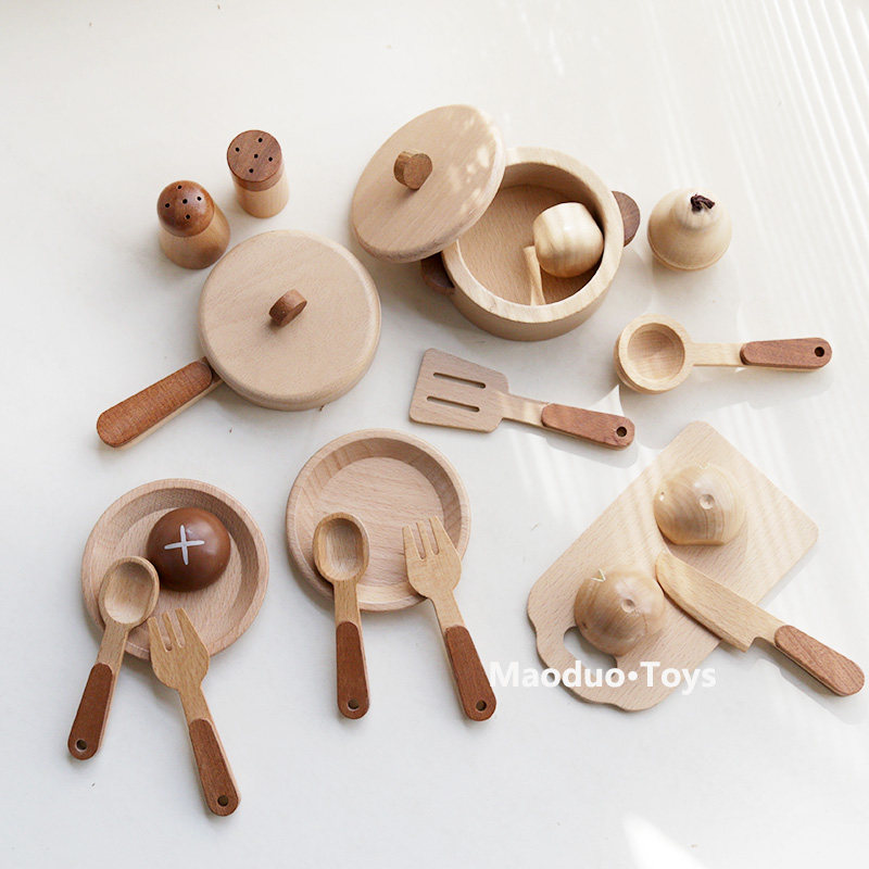 Woodworking For Beginners - Maoduo Toys Beukenhouten Kinderkeuken Speelset Kookgerei