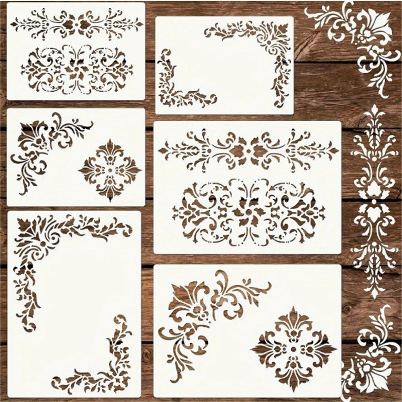 Woodworking Diy Projects - 6 stuks bloemen hoekstencils voor schildersjabloon