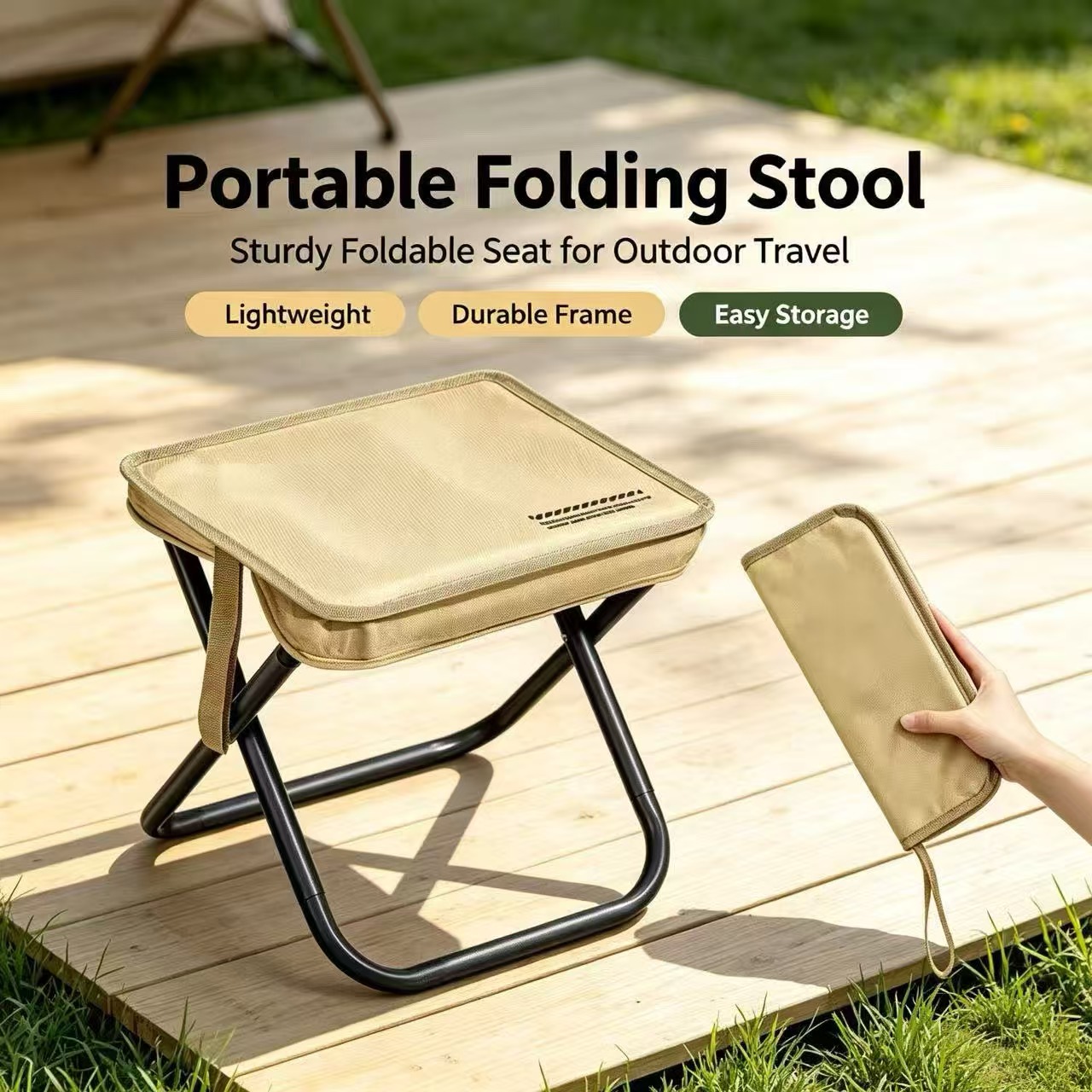 Woodworking Outdoor Furniture - Magza draagbare opvouwbare kruk, ultralichte penkruk