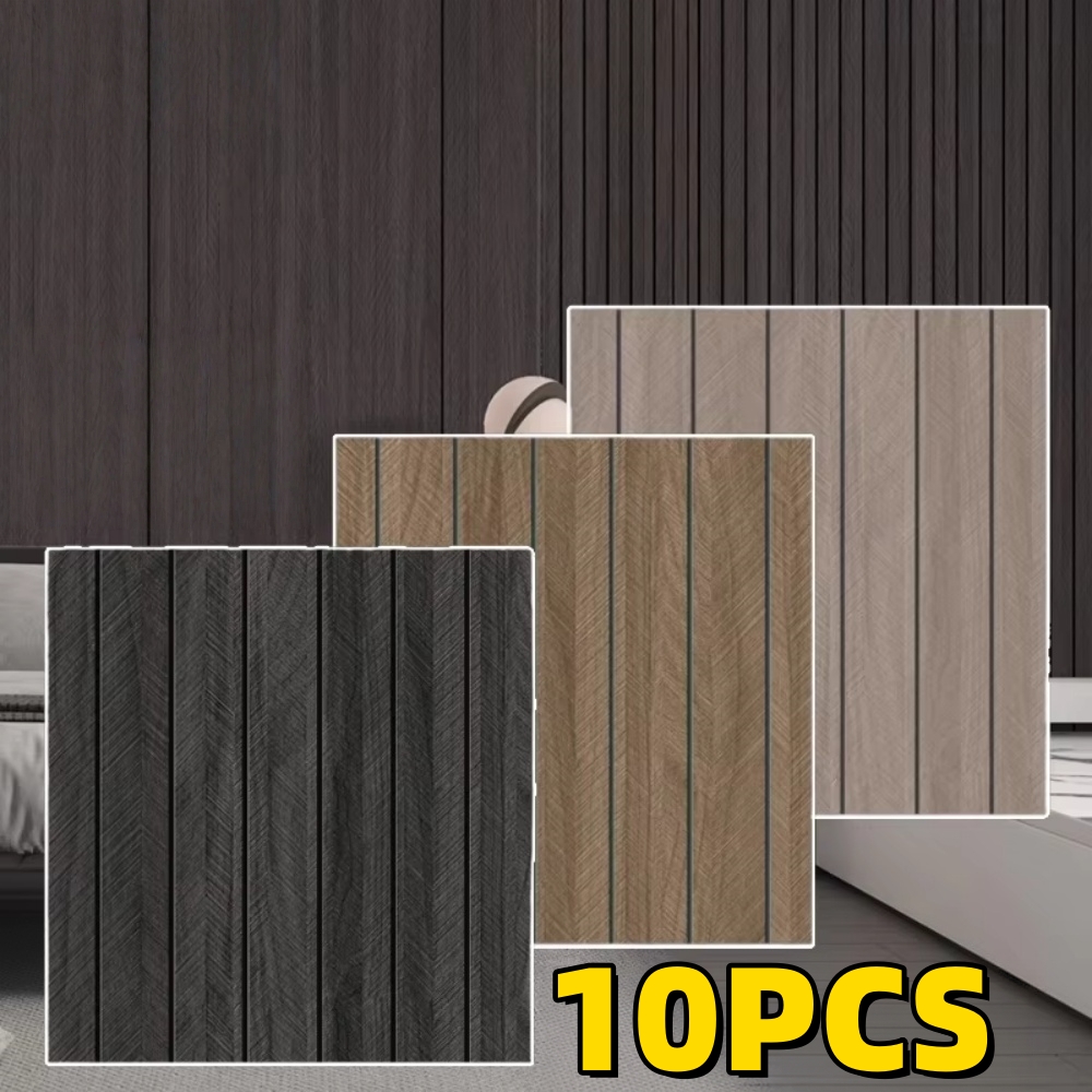 Woodworking Glue - 10 stuks houtnerf wandpanelen, zelfklevende retro-stijl