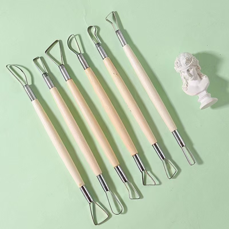 Wood Chisel Set - 6 STKS houten handvat wax aardewerk